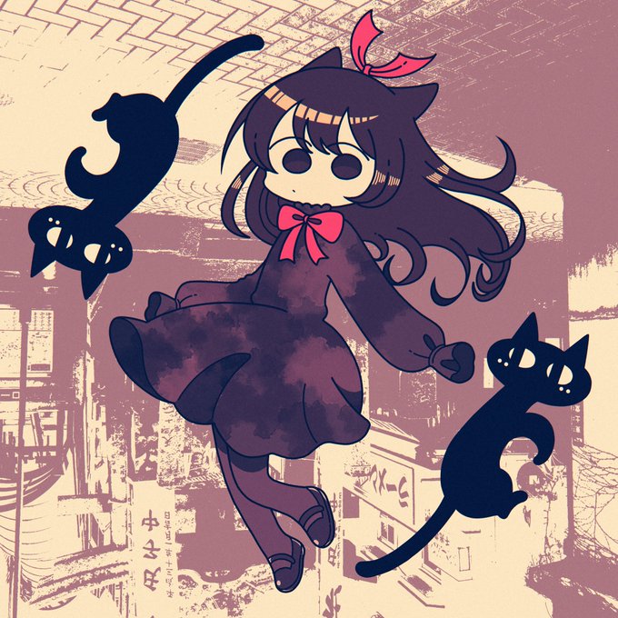 「黒猫 黒髪」のTwitter画像/イラスト(新着)