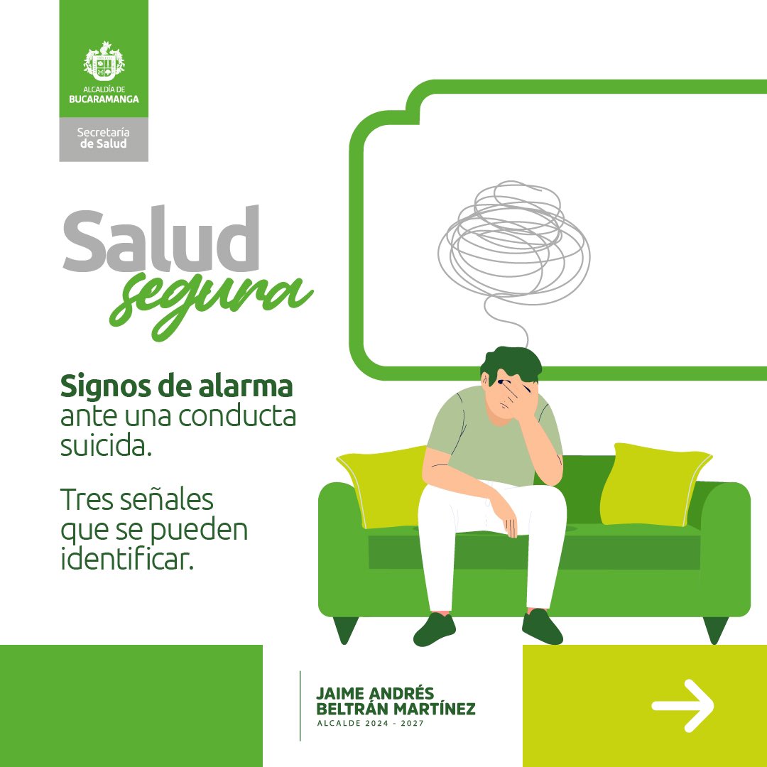 Salud_Bga's tweet photo. 🧠🚨 ¡Atentos a los signos de alarma!
✅Hoy les contamos los #SignosDeAlarma de conducta suicida. Reconocer estos signos puede #SalvarVidas. Juntos, promovemos una comunidad más consciente y solidaria.
#BGAvanza #PrevenciónDelSuicidio #saludsegura https://t.co/fyC7D3RfAa
