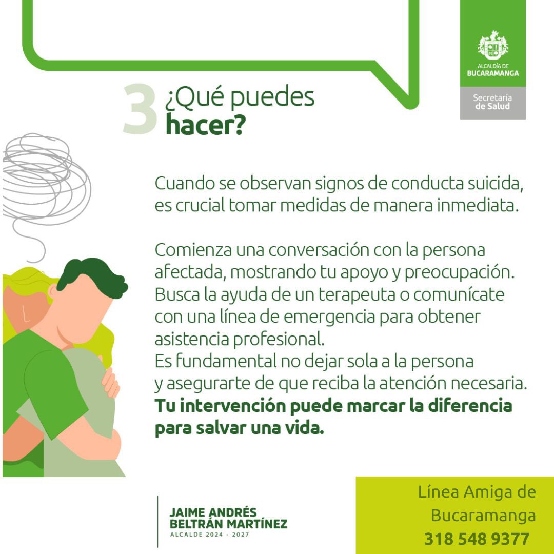 Salud_Bga's tweet photo. 🧠🚨 ¡Atentos a los signos de alarma!
✅Hoy les contamos los #SignosDeAlarma de conducta suicida. Reconocer estos signos puede #SalvarVidas. Juntos, promovemos una comunidad más consciente y solidaria.
#BGAvanza #PrevenciónDelSuicidio #saludsegura https://t.co/fyC7D3RfAa