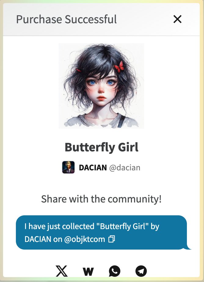 🛍🛍COLLECTED🛍🛍
🦋 Happy Late #TezosTuesday
🦋 The need for shopping therapy is here
🦋 Just grabbed a "Butterfly Girl" by DACIAN on <a href="/objktcom/">objkt</a>
🦋 Thank you for your beautiful work @DACIAN_001 
🦋 Plz check his dope collection here fam
objkt.com/tokens/KT1RGtF…