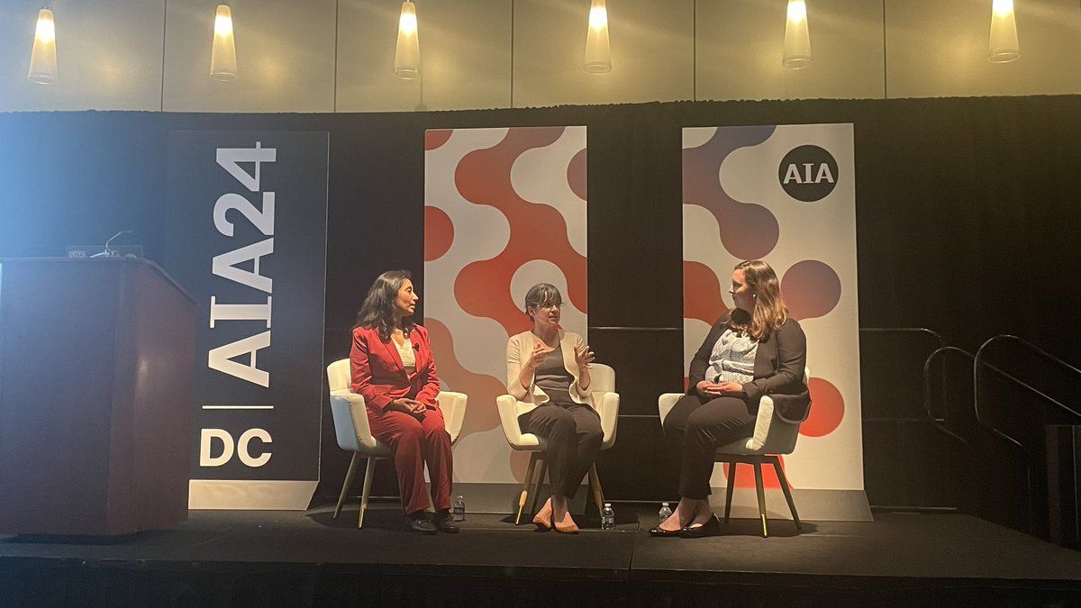 #aia24 <a href="/aiacae/">AIA CAE</a> <a href="/AIANational/">AIA</a> 
Thoughtful discussions on green schools and environmental justice as it relates to human flourishing! 
Thank you Neal Maloo and Anisa Heming for your insights!