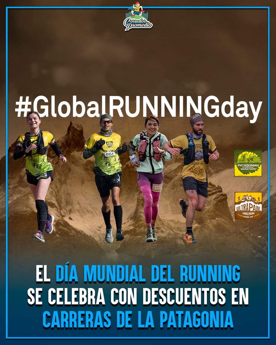 CorredorProm's tweet photo. [CHI 🇨🇱] El Día Mundial del Running se celebra con descuentos en Patagonian International Marathon y Ultra Paine. 😱🏃🏻‍♀️🏃🏻‍♂️
🔗: https://t.co/Fbec7fOapk https://t.co/tdQ2S7IzmS