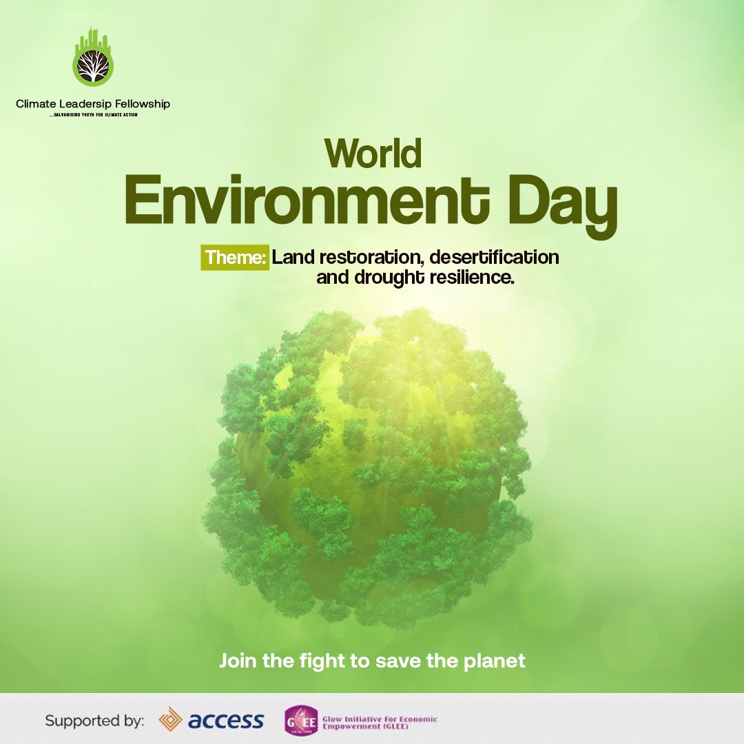 ClimateLeadersF's tweet photo. Join us in celebrating World Environment Day by embracing the theme of ‘Land Restoration, Desertification, and Drought Resilience.’ 

Restoring our lands is essential for combating desertification and building resilience against drought. 

By revitalizing degraded areas, we can https://t.co/BWFUMyZ2GX