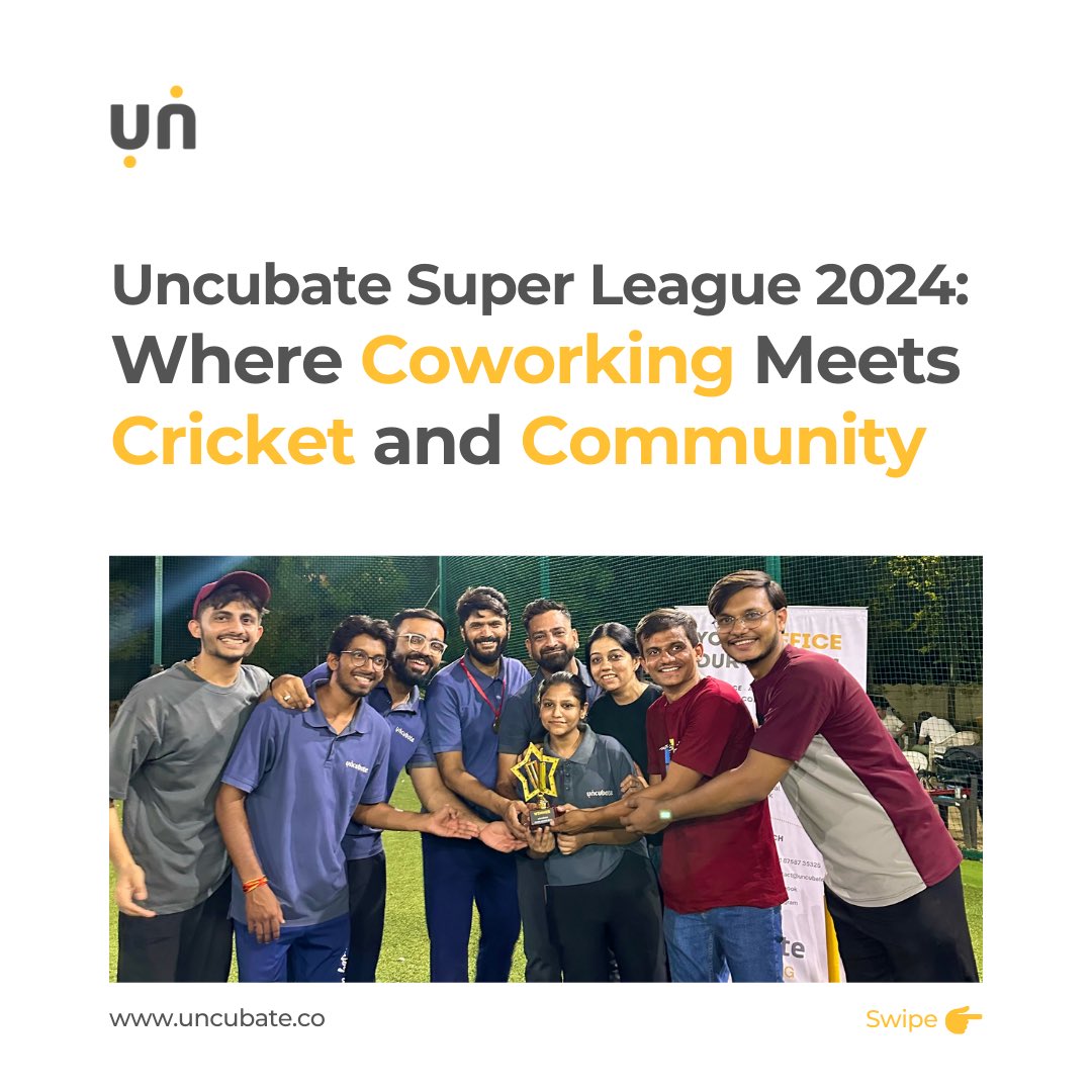 uncubate's tweet photo. Uncubate Super League 2024 was a smashing hit! From intense matches to chai breaks, our May Chai Wai tournament had it all. 

Want all the details? Read the full blog – https://t.co/y5H9Zc3auD

#coworkingindia #coworking #coworkingspace #cowork #ahmedabad #cricket #t20 https://t.co/HnJZ4HKasa