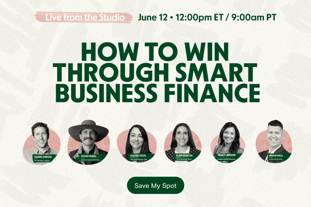 Have you registered for our inaugural Relay Studio Session yet? 🤔 Join us as we bring together entrepreneurs, financial advisors, and technology leaders for a deep dive on building stronger business finances.

🗓   June 12, 2024 | 9 a.m. PT / 12:00 p.m. ET
👉   Live panel of