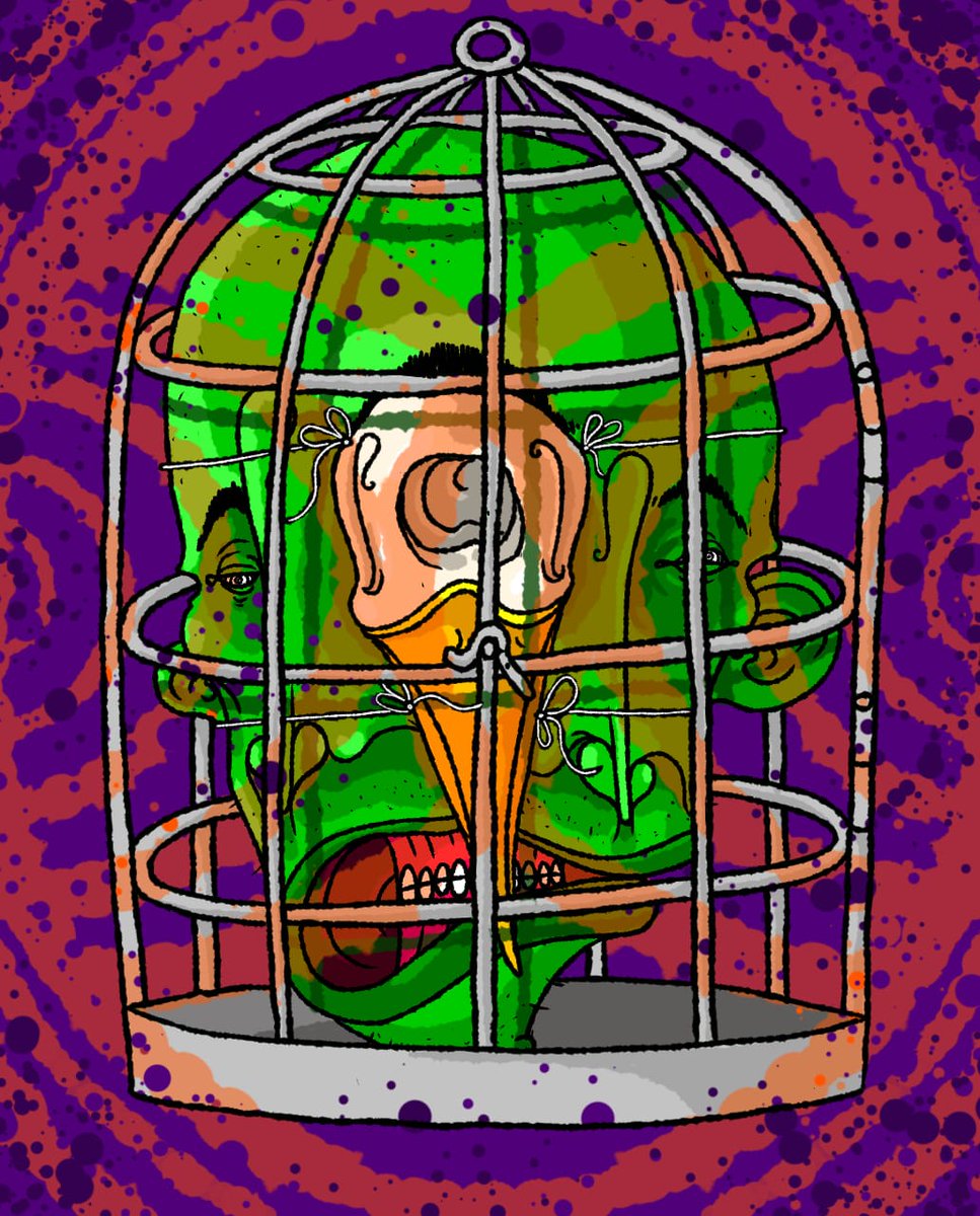 Good Morning Legends 

🔥New Mint 🔥

This work is critical of wildlife trafficking around the world. The trapped bird doesn't sing lament.

"Gree Bird"
1/1
Reserve price
0.3 $Sol