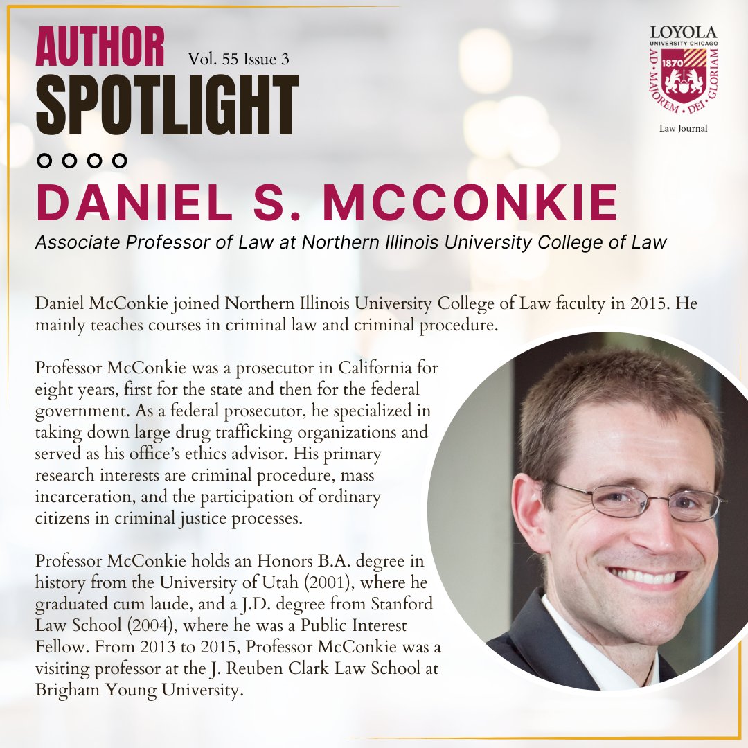 Issue 3 Author Spotlight 📣
Prof. Daniel McConkie

McConkie critiques our adversarial criminal justice system and argues restorative justice is an ideal reform to strengthen criminal justice citizenship, membership in our democracy, and more.

Read here: bit.ly/3XaqkeZ