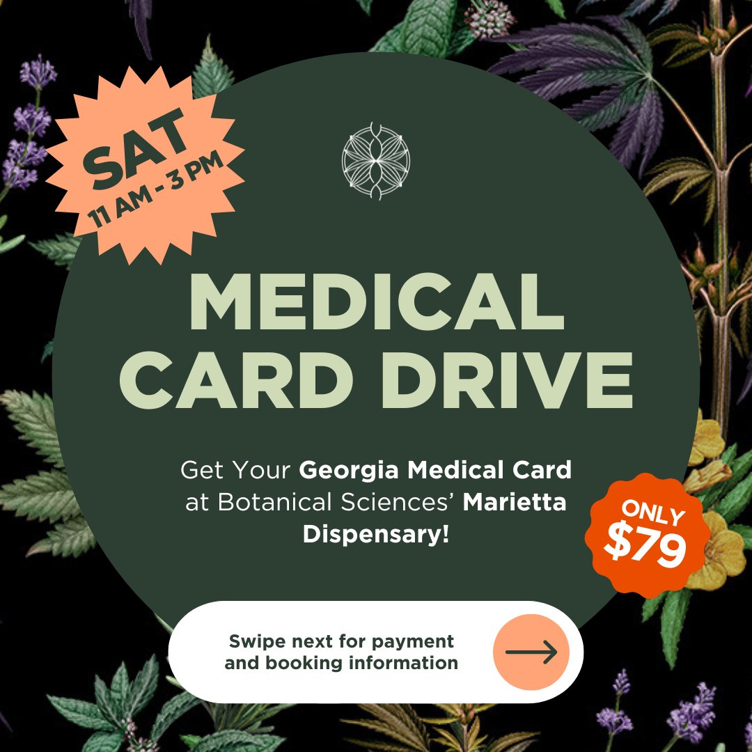 BotSciGA's tweet photo. 📅 Join us: Saturday, June 8, 11am - 3pm 🌱 Botanical Sciences’ Pooler Dispensary is thrilled to host Dr. Epps and Yasmin King from Elevated Health MD. They’re here to guide you through the process of obtaining your MMJ card. 📧 Questions: info@botanicalsciences.com https://t.co/BX06ya7Nat