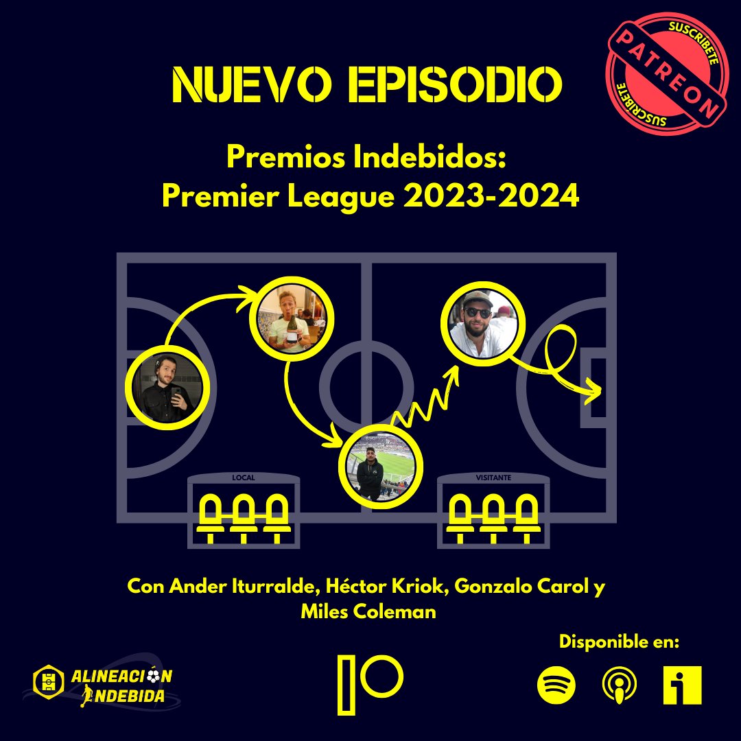 🏆NUEVO PODCAST DE <a href="/PODCASTINDEBIDO/">Alineación Indebida</a>🏆

Cerramos la temporada de Alineación Indebida entregando nuestros premios de lo mejor y lo peor que ha dado de sí la Premier League este último año. Imperdible episodio.

Con <a href="/Kriok/">Kriok カリオカ</a> <a href="/gonzalocarol29/">Gonzalo Carol</a> <a href="/milescoleman92/">Miles Coleman</a> y yo open.spotify.com/episode/4ctbi7…