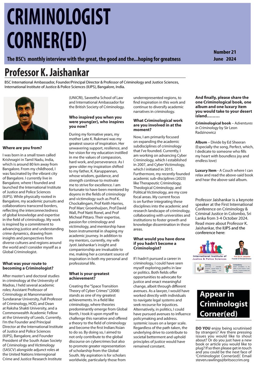 jaicriminology's tweet photo. My Interview with the @BritSocCrim British Society of Criminology (BSC). Also available at https://t.co/gIMvl0WJll @UNODC #crime #law #criminology #sociology #victimology #victim #British #Indian #psychology #crimescience #criminallaw #future @ascdic https://t.co/Wrx6l1WfOw