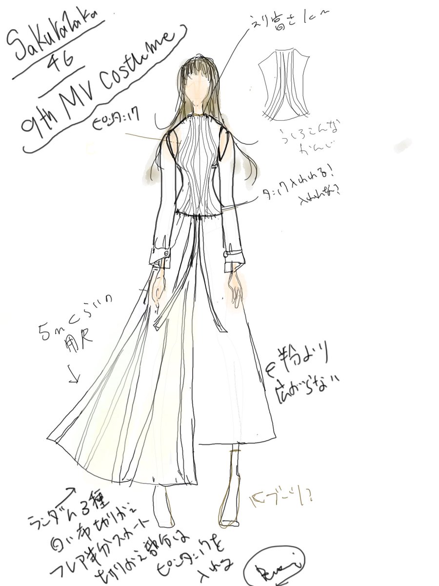 remitakenouchi's tweet photo. Costume for @sakurazaka46 “自業自得“
池田監督のシンプルで儚いワンピースというオーダーの元に4種類の白い生地を使い作りました。写真はトワル。そして振り付けを見て爪を作りたくなり、どうしても！と願いして作らさせて頂きました！　#自業自得　#櫻坂46 https://t.co/K29RYlbRlq
