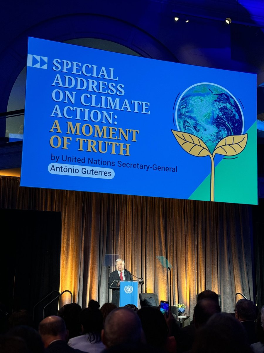 SelwinHart's tweet photo. “The truth is… we are burning through the budget at reckless speed – spewing out
around 40 billion tonnes of carbon dioxide a year. 

We can all do the math. 

At this rate, the entire carbon budget will be busted before 2030.” - @antonioguterres #ClimateAction https://t.co/dRKEnJ0cm3