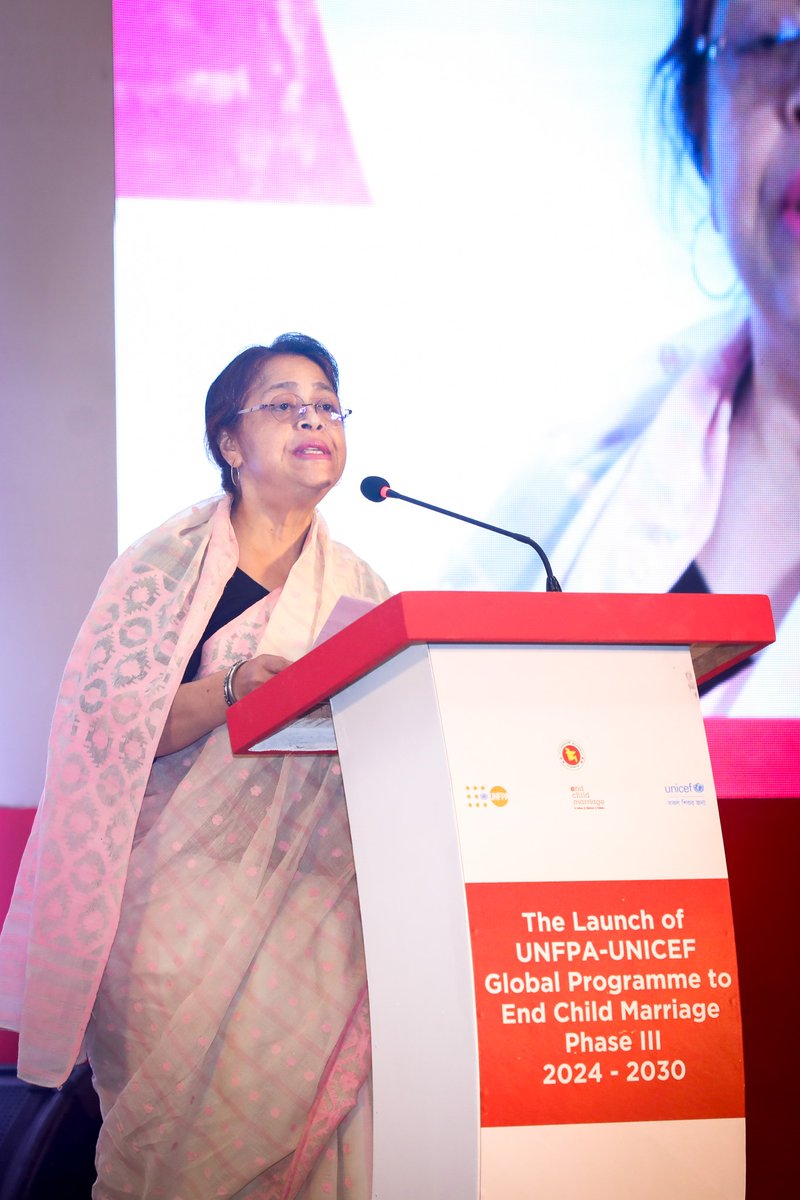 UNFPABangladesh's tweet photo. At the current pace, it would take Bangladesh over 2 centuries - 215 years - to #EndChildMarriage.
@UNFPA & @UNICEFBD, in collaboration with the Bangladesh Government, have launched #GPECM, renewing our commitment to accelerating the reduction in child marriage. https://t.co/rFqp5CKMXW