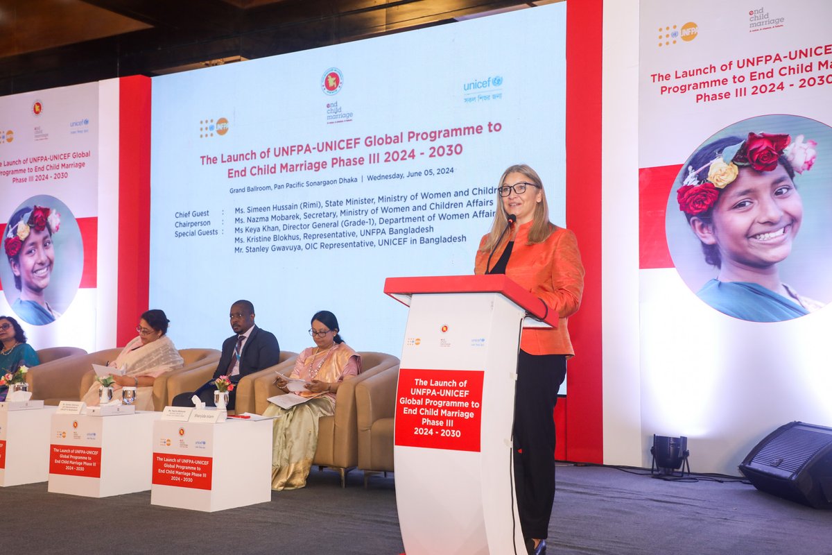 UNFPABangladesh's tweet photo. At the current pace, it would take Bangladesh over 2 centuries - 215 years - to #EndChildMarriage.
@UNFPA & @UNICEFBD, in collaboration with the Bangladesh Government, have launched #GPECM, renewing our commitment to accelerating the reduction in child marriage. https://t.co/rFqp5CKMXW