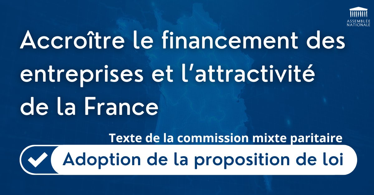 Je me réjouis de l’adoption définitive de ma #PPL, suite à l’accord trouvé en CMP.
Ainsi, nous pourrons poursuivre la politique menée depuis 2017 pour rendre la 🇫🇷 plus attractive et soutenir l’investissement dans nos entreprises, dans l’innovation et la transition écologique ✅