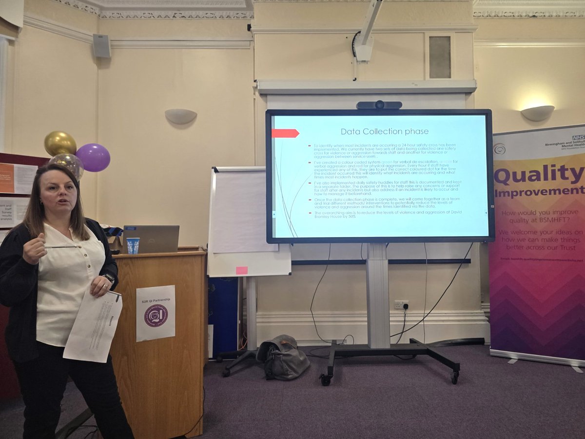 BSMHFT_QI's tweet photo. Amazing achievements shared at the Steps To Recovery Event from the David Bromley House #QI project on Reducing violence &amp; aggression. Ward Manager Sam Beavan highlighted the ease &amp; usefulness of Safety Crosses to collect impactful data in QI projects.👏📊@bsmhft #QITwitter https://t.co/ULQa7QeZVw