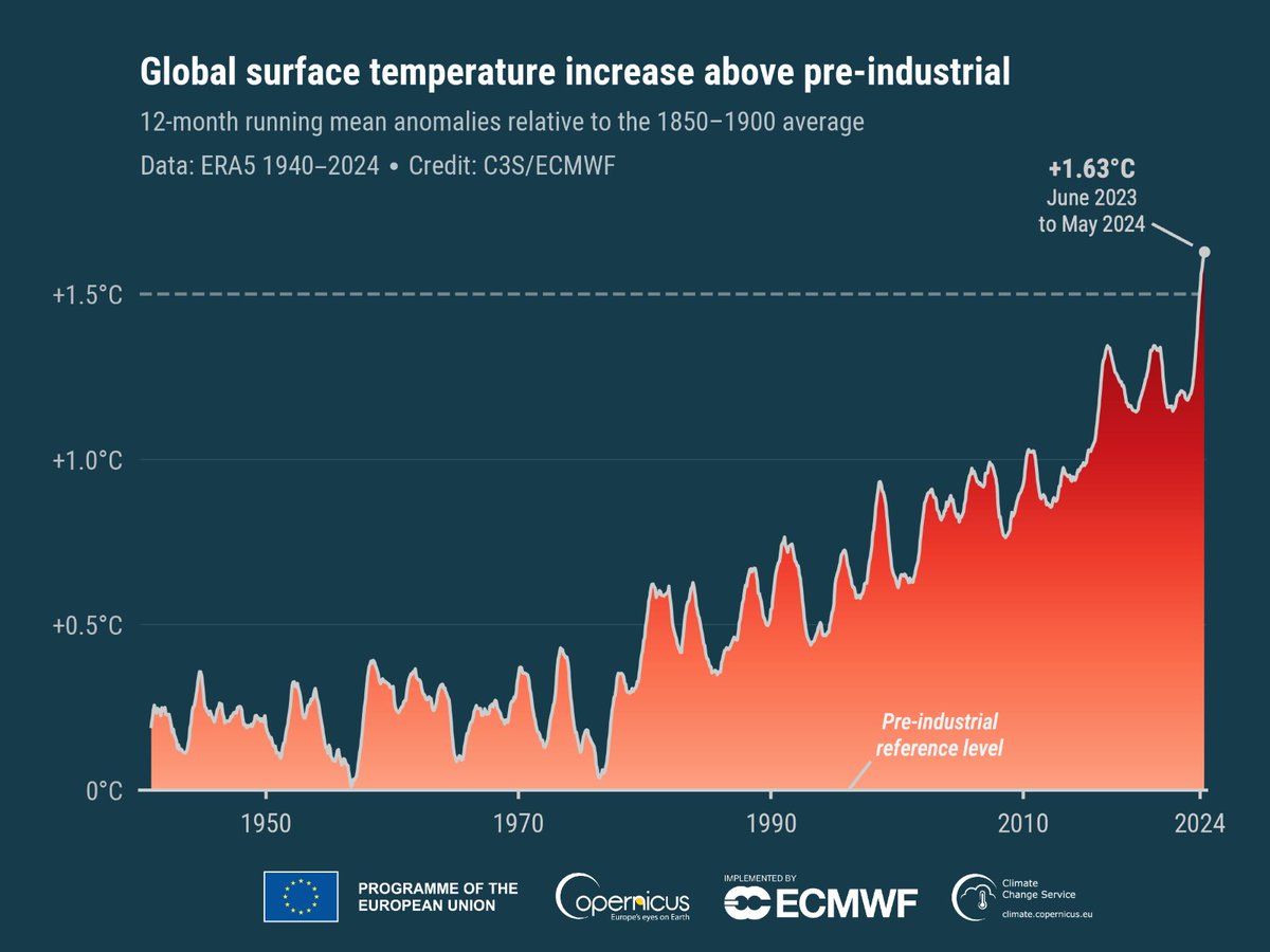 “We are playing Russian roulette with our planet,” said UN Secretary-General António Guterres. “We need an exit ramp off the highway to climate hell. Powerful speech on #WorldEnvironmentDay‌ 

Warmest 12 months on record
💙🤍💙💛🧡❤️💔
#ClimateAction