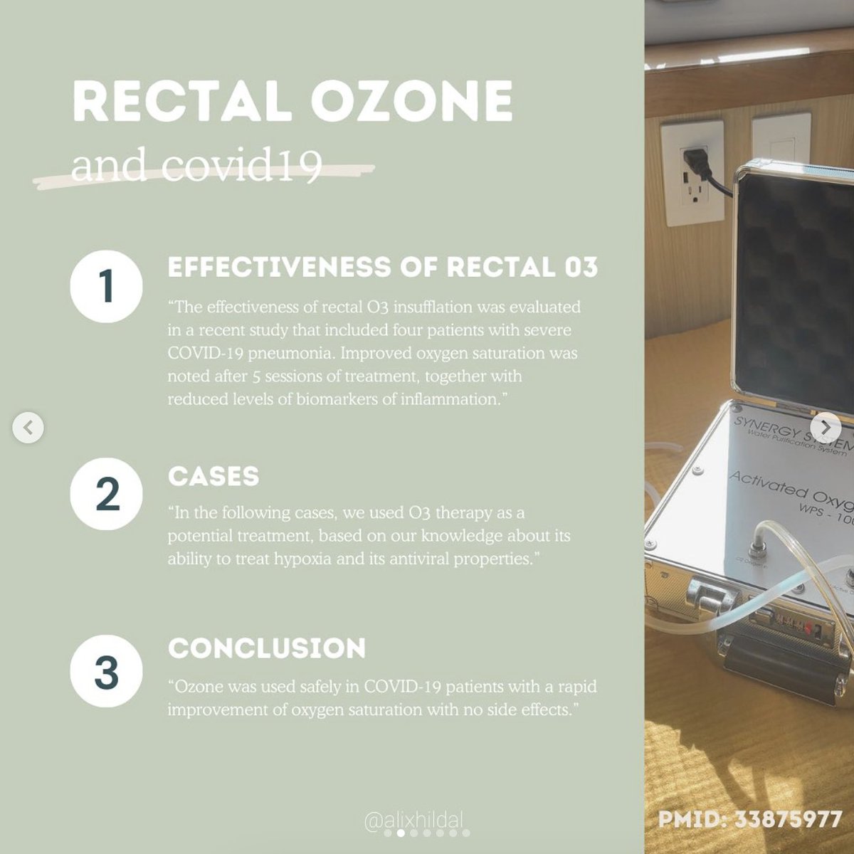 alixhildalo3's tweet photo. 1/2

An ozone study you won't find on the news

Swipe - Read - Share 🙏🏼

The study referenced is PMID: 33875977

#ozonetherapy #ozone #rectalinsufflation #oxygensaturation #sp02 #oxygen #oxygentherapy #oxygenation #preparednotscared #hypoxia https://t.co/AP0sUY5M8a