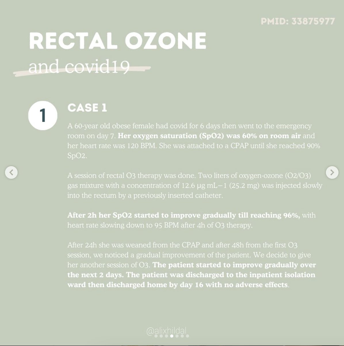 alixhildalo3's tweet photo. 1/2

An ozone study you won't find on the news

Swipe - Read - Share 🙏🏼

The study referenced is PMID: 33875977

#ozonetherapy #ozone #rectalinsufflation #oxygensaturation #sp02 #oxygen #oxygentherapy #oxygenation #preparednotscared #hypoxia https://t.co/AP0sUY5M8a