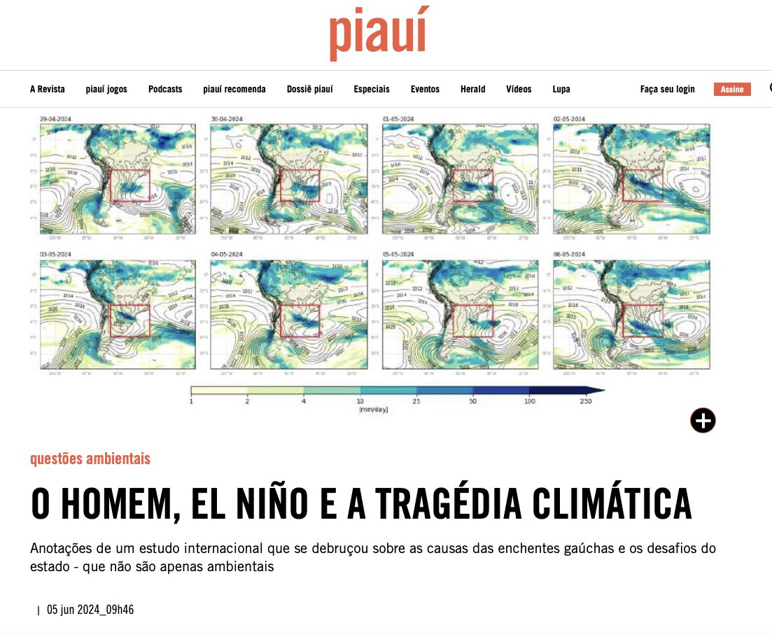Brazil LAB at Princeton University (@brazil_lab) on Twitter photo O HOMEM, EL NIÑO E A TRAGÉDIA CLIMÁTICA.
piaui.folha.uol.com.br/relatorio-clim…
<a href="/revistapiaui/">revista piauí</a> O HOMEM, EL NIÑO E A TRAGÉDIA CLIMÁTICA.
piaui.folha.uol.com.br/relatorio-clim…
<a href="/revistapiaui/">revista piauí</a>