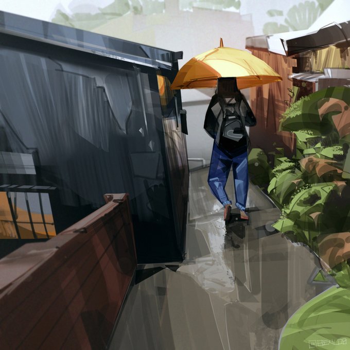 「standing umbrella」 illustration images(Latest)