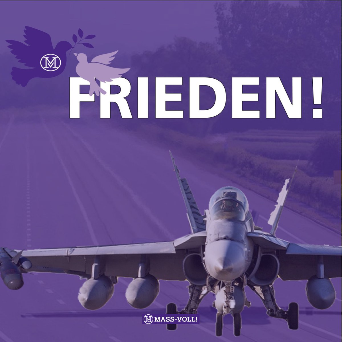 mass_voll's tweet photo. ✈️🇨🇭 Bomben auf Bern!

Heute landen und starten Schweizer Kampfjets wieder auf der Autobahn. Peter Merz, Chef der Luftwaffe, warnt vor einem Angriff auf Schweizer Militärflugplätze, deswegen sucht man nun Alternativen. Der Bundesrat genehmigte die Autobann-Sperrung.

😳 Versteht Ihr, was das bedeutet? 

⚠️ Zum Mitschreiben: 

Armeeführung und Landesregierung rechnen mit Angriffen auf die Schweiz! 

❗️ Die irre Kriegstreiberei der Altparteien stürzt uns in einen Krieg und gefährdet die Sicherheit aller Menschen in der Schweiz. Das ist Landesverrat! 

Es droht Krieg in der Heimat! Tote Schweizer Soldaten, vergewaltigte Frauen, brennende Städte, Hunger, Armut und Unterjochung. 

✋🏻 MASS-VOLL! fordert: 

✅ Sofortiger Rückzug aus sämtlichen Konflikten! 
✅ Absage Bürgenstock-Konferenz! 
✅ Rückkehr zur Neutralität! 

📰 Zur heutigen Medienmitteilung: https://t.co/HQDApNkyIW

✊🏻 Unterstütze unser Engagement mit einer Mitgliedschaft: https://t.co/3GCgv5aHnu

#alphauno #payerne