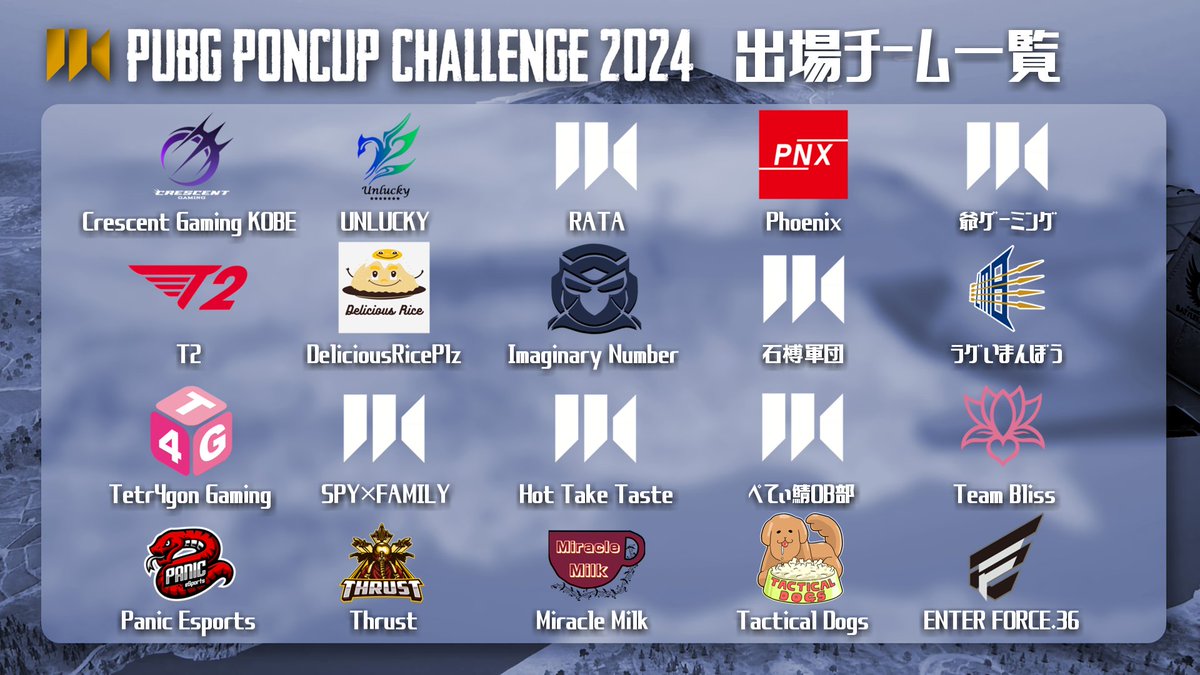 PUBGPONCUP's tweet photo. ✨#PPC2024 お知らせ✨

招待チーム、海外チームを含む20チームの参加となりました！

そして解説にCiNVe様をお迎えし、実況はGB_怜がお届けします🎙

大会配信
GracesBlaze Twitchチャンネル：https://t.co/C12oLGsu6Z

選手一覧、個人配信一覧はこちらからご確認ください✨
https://t.co/nbu3HZ2TFh https://t.co/14oQiIUWKz