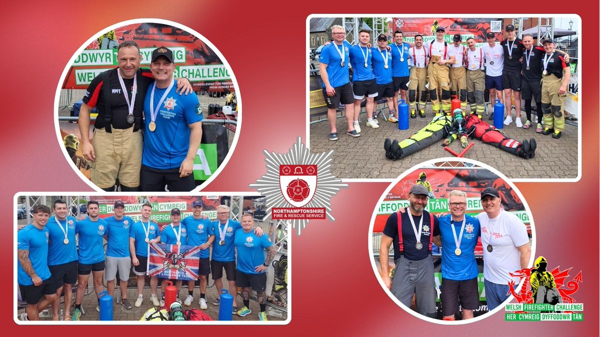 Medal success for NFRS!
Congratulations to those representing us at the Welsh Firefighter Challenge taking place in Swansea last weekend! 

Read more on our website:
northantsfire.gov.uk/2024/06/05/wel…