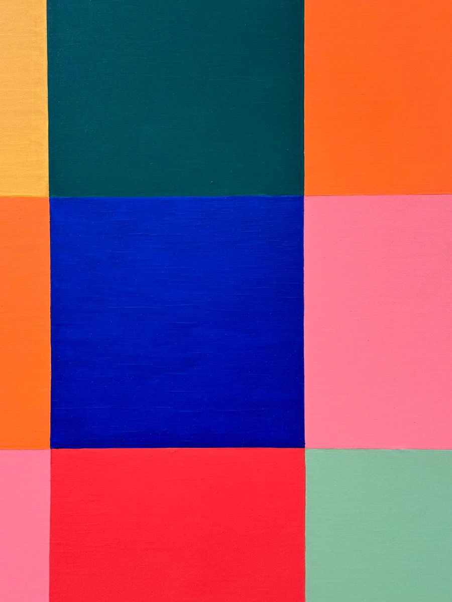 🟩 Pourtant, la composition est parfaitement équilibrée : les colonnes alternent entre couleurs foncées et couleurs claires et il y a autant de teintes chaudes que de teintes froides.