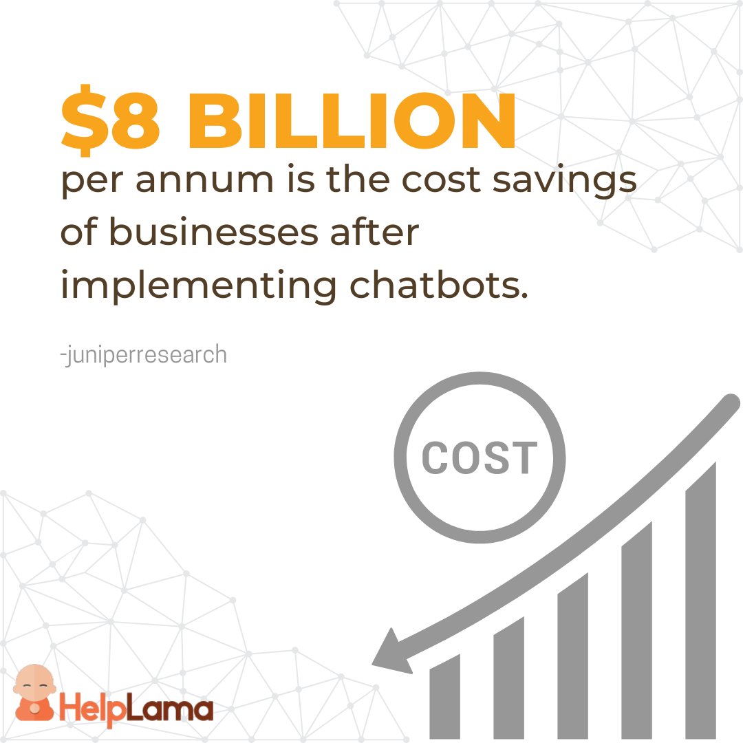 HelplamaHQ's tweet photo. $8 billion per annum, which is the cost savings of businesses after implementing chatbots.
If you're looking for the best AI chatbot to provide top-notch customer service, you can check our blog here.https://t.co/ZiEfHxyQBG
#chatbot #chatbots #customerservice https://t.co/pDzA5Kd3OF