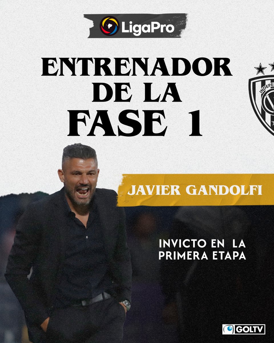 GOLTV Ecuador (@goltvecu) on Twitter photo Javier Gandolfi 🇦🇷 es el DT destacado de la Fase 1 🏆
El entrenador de <a href="/IDV_EC/">Independiente del Valle</a> llevó a su equipo a quedarse con la primera etapa de forma invicta 🔛
#NoticiasGOLTV #LigaProEcuabet Javier Gandolfi 🇦🇷 es el DT destacado de la Fase 1 🏆
El entrenador de <a href="/IDV_EC/">Independiente del Valle</a> llevó a su equipo a quedarse con la primera etapa de forma invicta 🔛
#NoticiasGOLTV #LigaProEcuabet