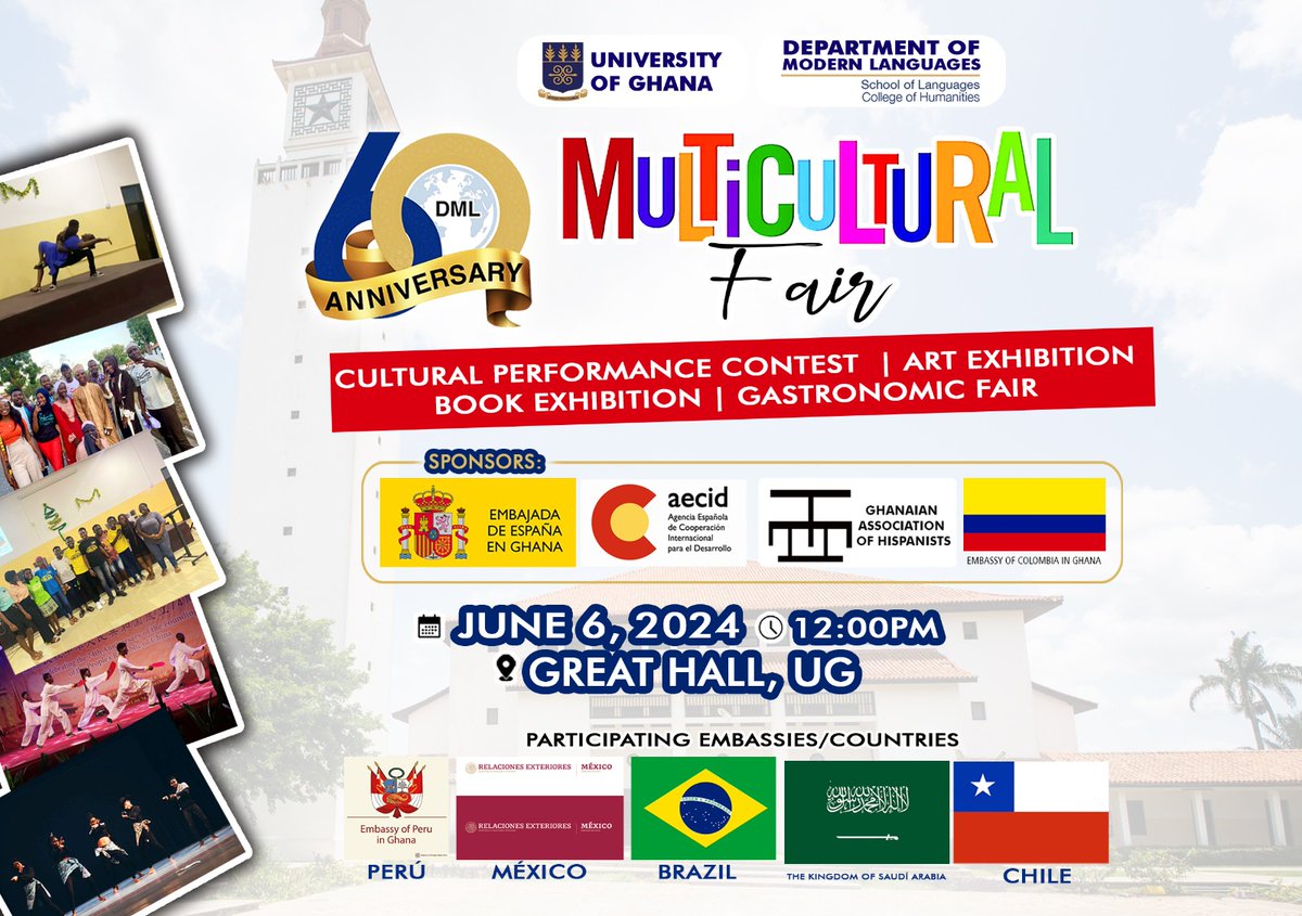 DeptofModLangUG's tweet photo. It's happening tomorrow! 💃🏿🎊🥳🎉The  Arabic, Chinese, Kiswahili, Russian and Spanish Sections are going to give us the chance to experience their various cultures at 9AM at the Great Hall on Thursday the 6th of June 2024 Come experience DML🎉🥳🎊 https://t.co/MIIgPp8Xax