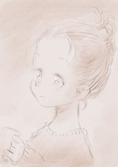 「single hair bun upper body」 illustration images(Latest)