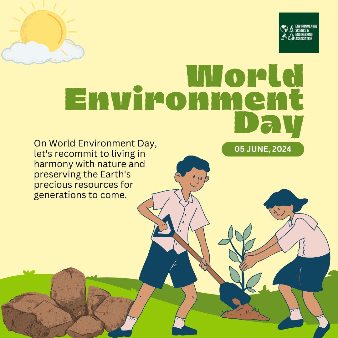 esea_iitb's tweet photo. 🌍🌿 Happy World Environment Day from the Environmental Science and Engineering Association, IIT Bombay! 🌿🌍

Let’s recommit to living in harmony with nature and preserving the Earth's precious resources for generations to come. Together, we can make a difference! https://t.co/5wLlYCDLQb