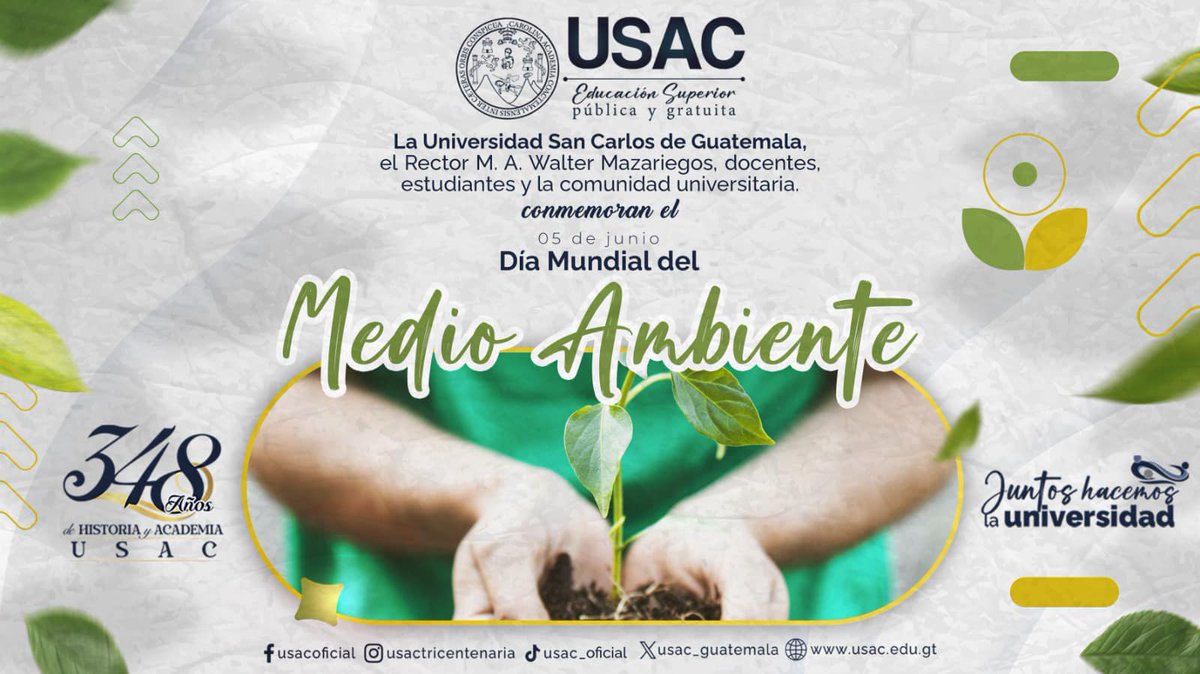 USAC_oficial's tweet photo. Día Mundial del Medio Ambiente.
#USAC #SOYUSAC #medioambiente #Diamundialdelmedioambiemte https://t.co/j4rZLZKht1