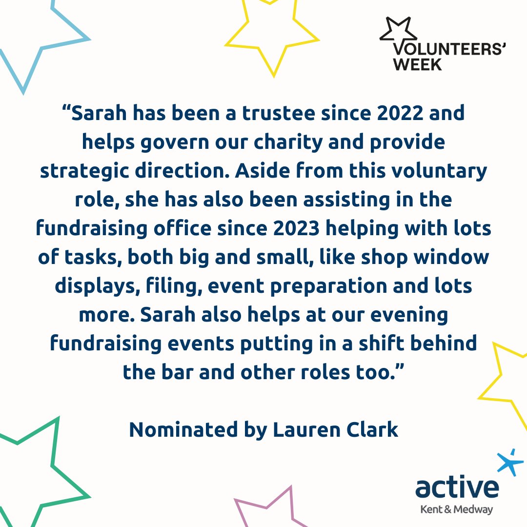 🙌Thank You Sarah🎉#VolunteersWeek2024 🙏Nominated by Lauren Clark <a href="/Strodepark/">Strode Park Foundation</a> #Volunteers #Inclusion #PhysicalActivity #Fundraising #EverydayActive