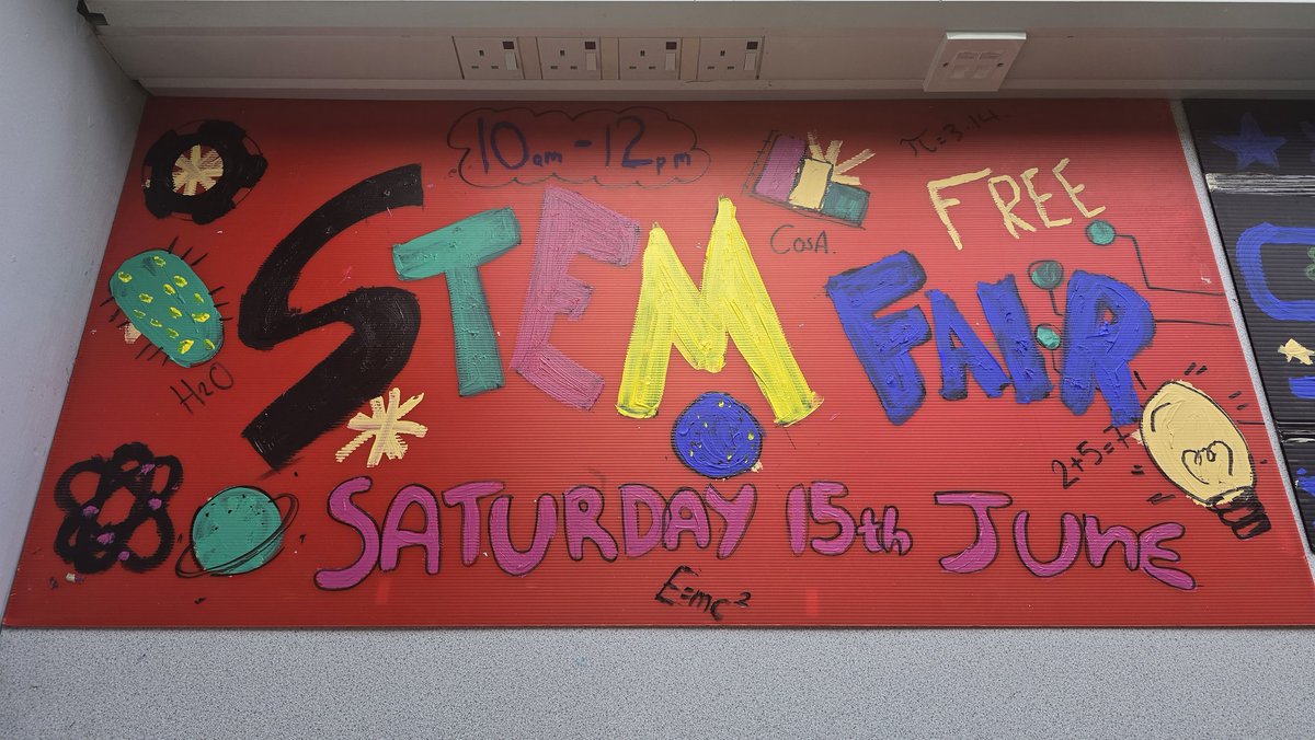 Outdoor signage prepped by our pupils for the upcoming STEM Fair next Saturday 👌 Come along and get involved/ learn more about the STEM &amp; what we do here @shawlands_acad  - delivered by our pupils and staff 😁