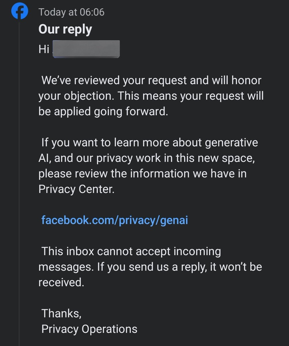 xneverfade's tweet photo. guys meta is changing its privacy policy to use all public content to train its AI features from 26th of June 2024, so you gotta go into your privacy policy on Instagram and Facebook, click on 'right to object' and fill out the form to get yourself removed from this https://t.co/E54TEzX42Z
