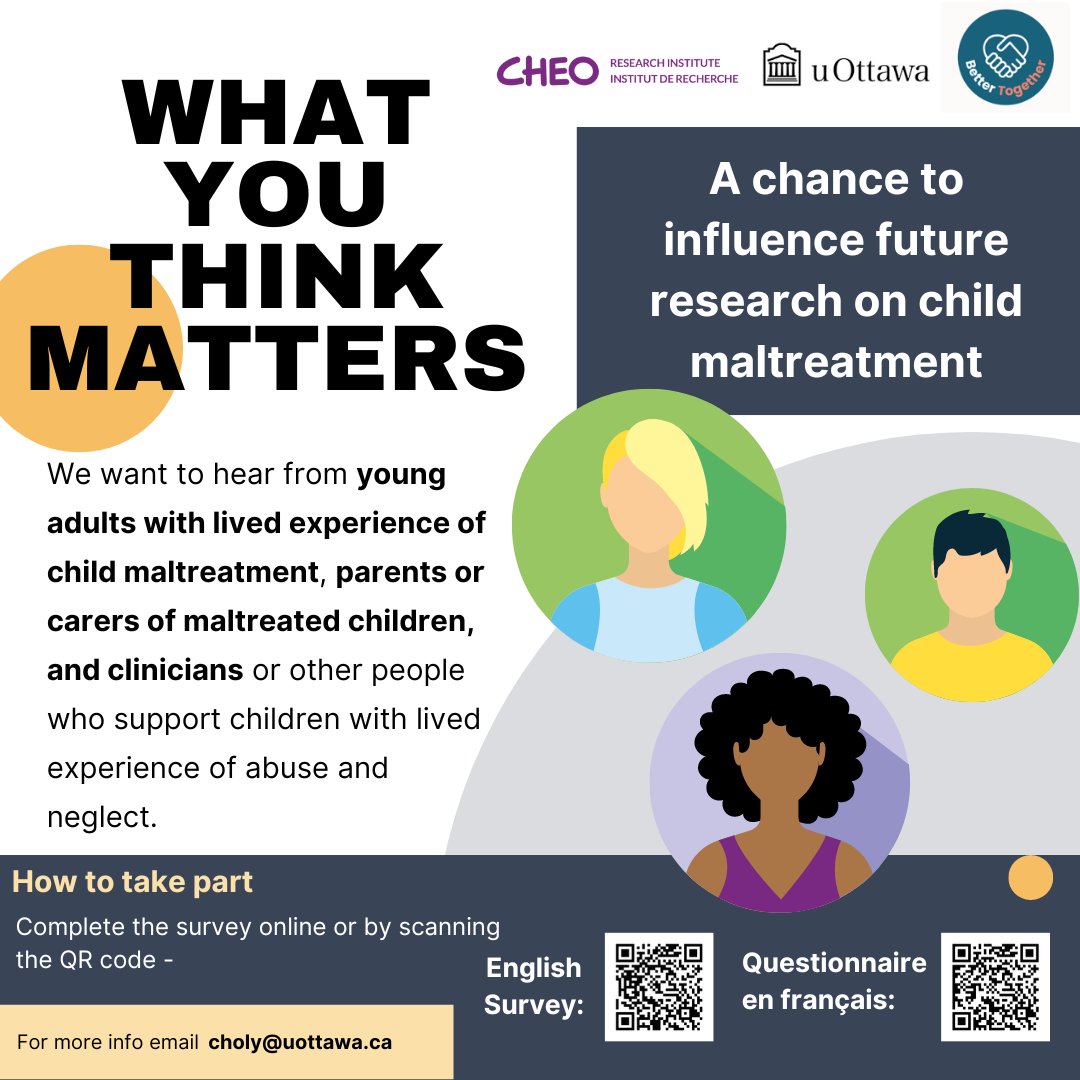 Dr. Nicole Racine (@racinen2) on Twitter photo What do you want to know about child maltreatment? Fill out our survey to share your voice before June 25! uottawapsy.az1.qualtrics.com/jfe/form/SV_5a… <a href="/theearlylab/">The Early Lab</a> What do you want to know about child maltreatment? Fill out our survey to share your voice before June 25! uottawapsy.az1.qualtrics.com/jfe/form/SV_5a… <a href="/theearlylab/">The Early Lab</a>