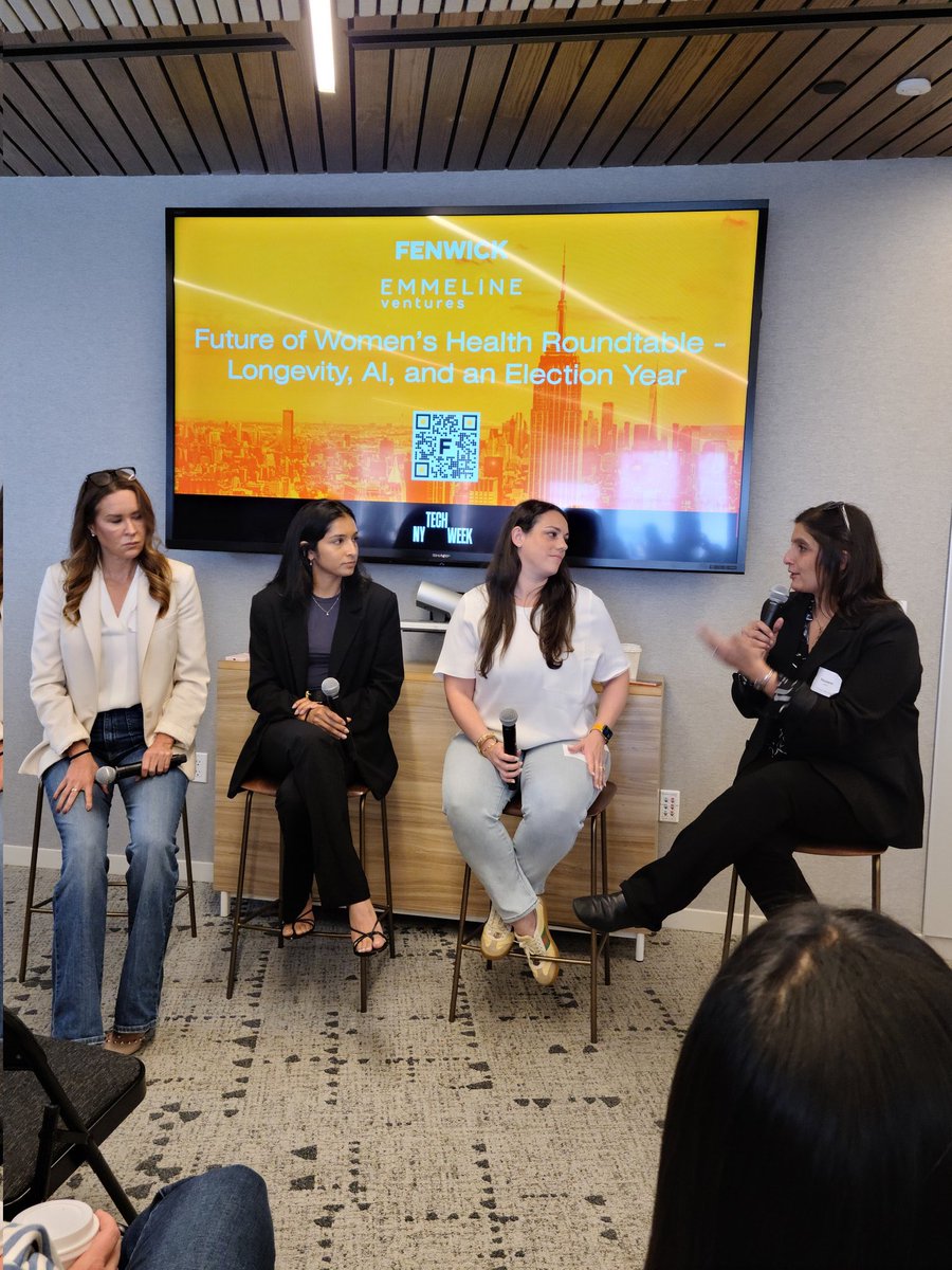 Day 3 of NY <a href="/Techweek_/">Tech Week</a> and the energy is amazing! ⚡️ Full house for the “Future of Women’s Health Roundtable” with <a href="/VCEmmeline/">Emmeline Ventures</a>. Kicked off with Longevity &amp; AI talks featuring <a href="/emaappco/">Ema - the AI companion for femalehood</a>, @celestedoctors, and Lovu. 🚀🩺 #NYTechWeek #WomenInTech