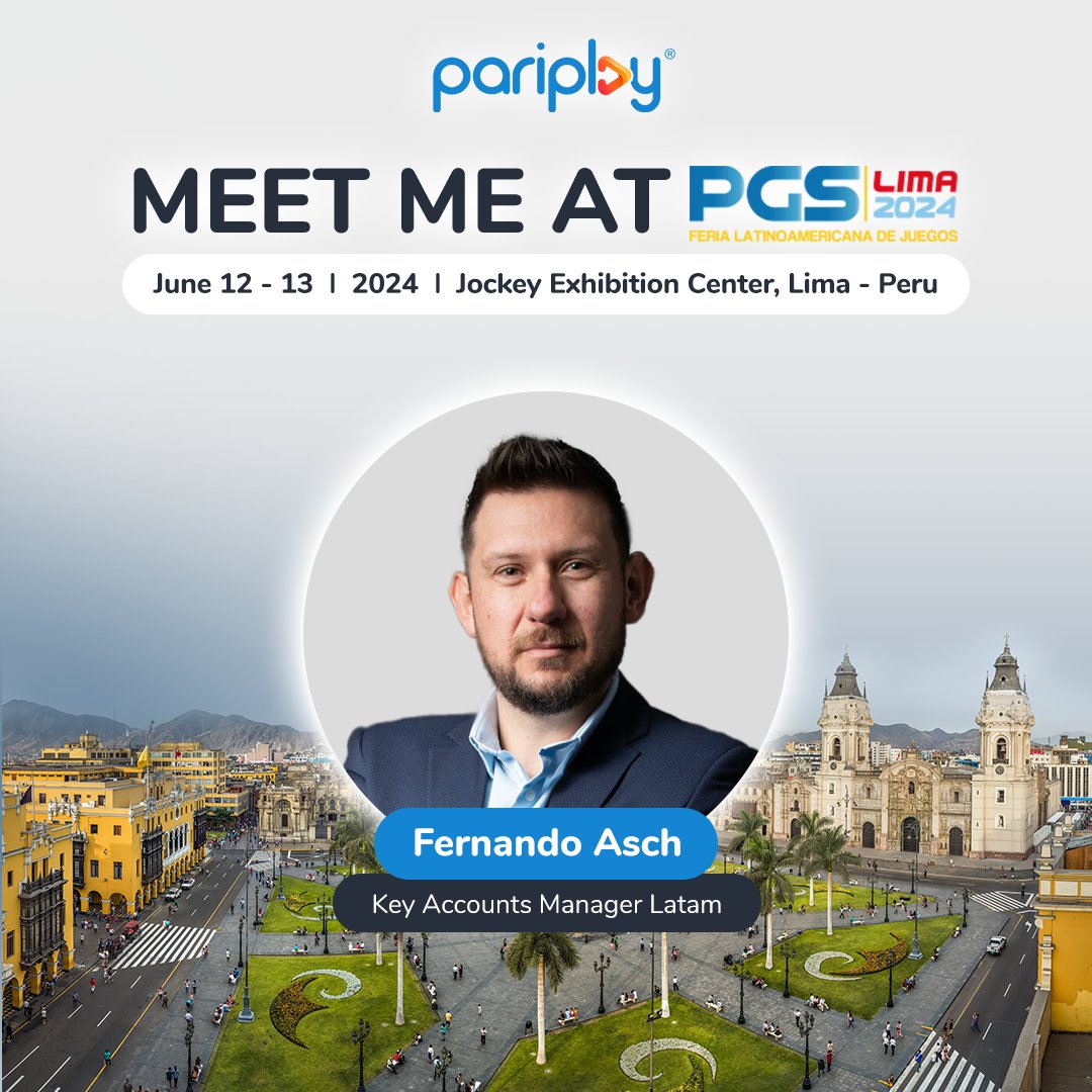 📷Don't miss out on the opportunity to connect with Fernando Asch, Key Accounts Manager - LatAm, at the PGS Lima on June 12 and 13, 2024!

Schedule a meeting here: pariplayltd.com/contact/

#fusion #iGamingEvents #LATAM
