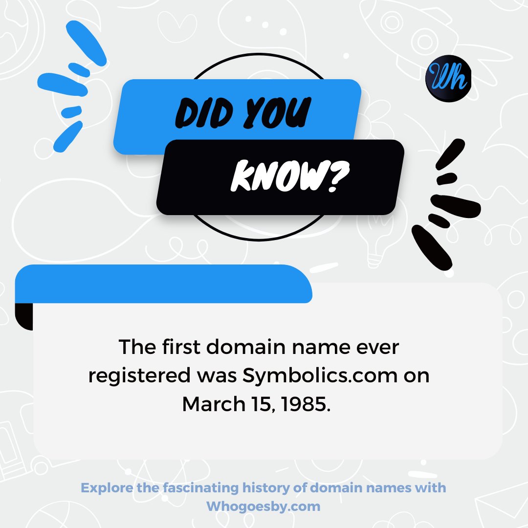 Who_Goesby's tweet image. Did you know Symbolics.com was the first domain name ever registered on March 15, 1985? 🌐
•
•
•

#FirstDomain #InternetHistory #FunFact #DomainHistory #InternetMilestones #InternetFirsts #WebOrigins #FirstDomainName #InternetPioneers #SymbolicsDotCom #whogoesby