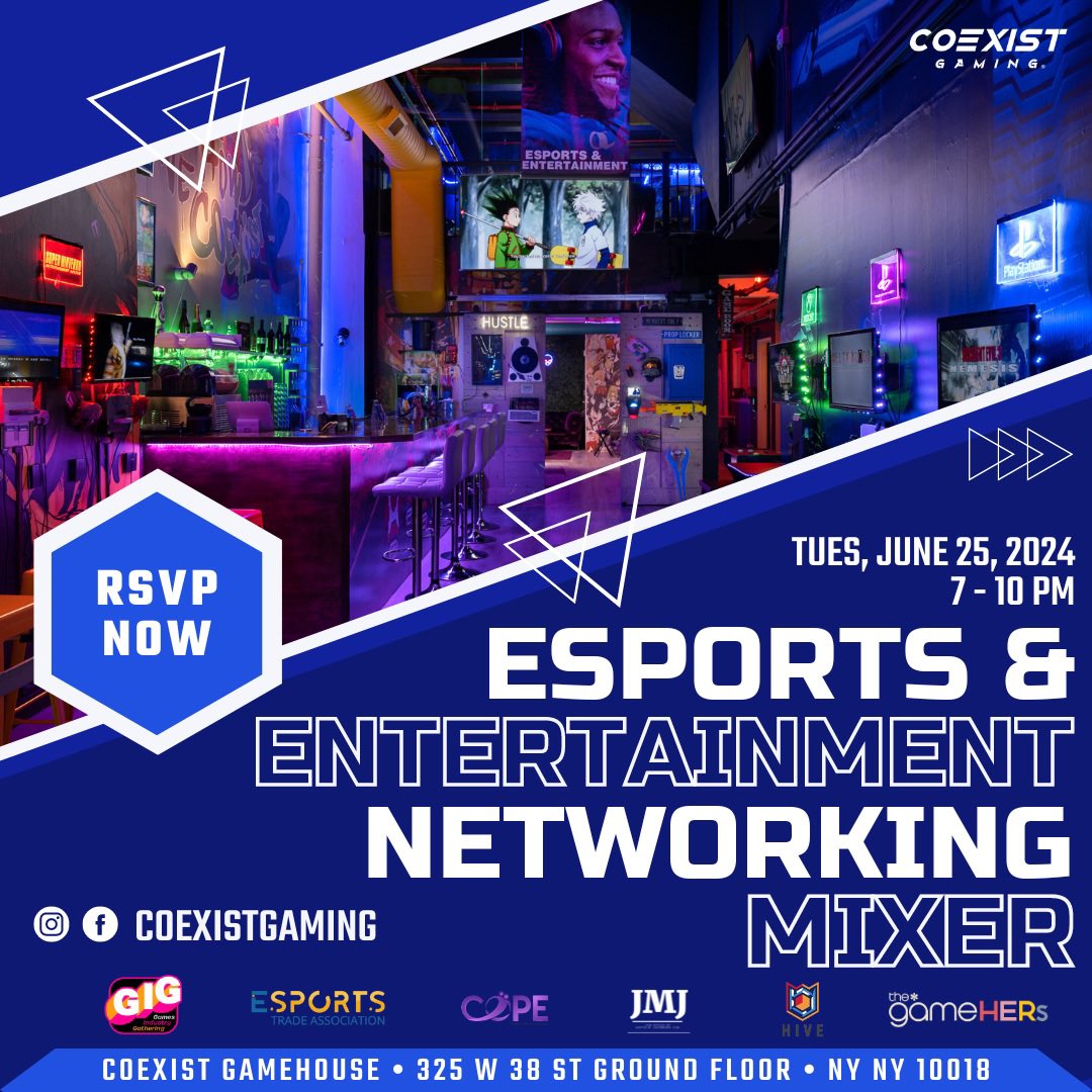 WorldWideJust (@worldwidejust) on Twitter photo Esports & Entertainment Networking Event on Tuesday June 25th at 7pm est at <a href="/coexistgaminggg/">Coexist Gaming®</a> <a href="/thegamehers/">the*gamehers</a> <a href="/COPEgg/">COPE</a> <a href="/ESPORTSTAssoc/">ESPORTS Trade Association</a> <a href="/GIGathering/">Games Industry Gathering</a> #attorneyad - RSVP for free - coexistgaming.com/event-details/… Esports & Entertainment Networking Event on Tuesday June 25th at 7pm est at <a href="/coexistgaminggg/">Coexist Gaming®</a> <a href="/thegamehers/">the*gamehers</a> <a href="/COPEgg/">COPE</a> <a href="/ESPORTSTAssoc/">ESPORTS Trade Association</a> <a href="/GIGathering/">Games Industry Gathering</a> #attorneyad - RSVP for free - coexistgaming.com/event-details/…