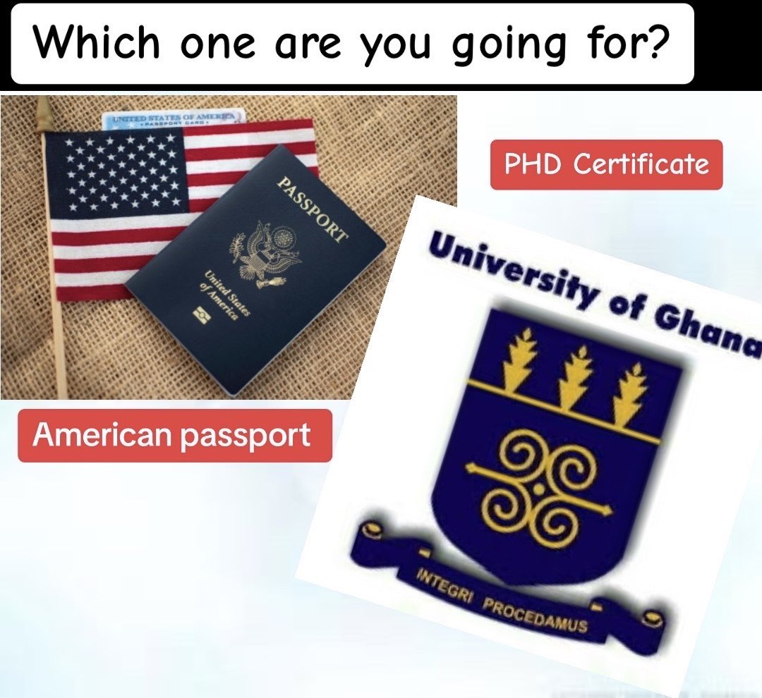 Ishmaelthemc's tweet photo. As a Ghanaian youth, which of these two options would you choose? Let’s dive into the comment section, shall we? 🤷‍♂️ https://t.co/0aXc3wlG5w