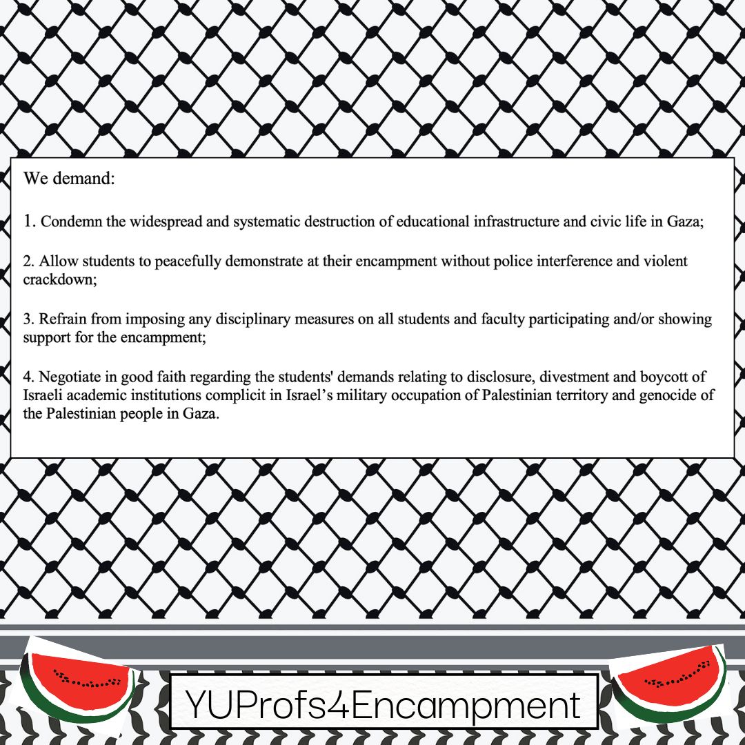 <a href="/YorkProfs4Pal/">YUProfs4pal</a> has released the following statement in support of the York student protests and recent encampment opposing the ongoing genocide in Gaza.