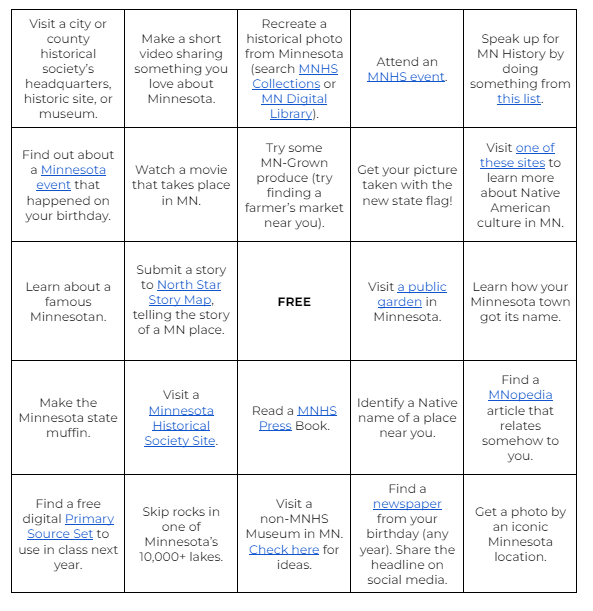 HistoryEdMNHS's tweet photo. Summer vacation is a great chance to rest, rejuvenate and have fun. Take part in our #MNHSSummerFun by completing this Bingo Board as a chance to win MNHS books and curricular products. Bonus entries for sharing your pictures with us! https://t.co/2hoZYPCjjO https://t.co/nIcTHMKI4K