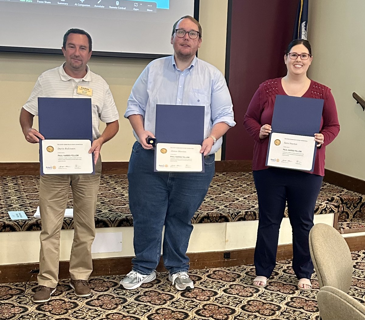 Congrats 1st time Paul Harris Fellows! Recognition is awarded to Rotarians who demonstrate high professional &amp; personal standards. Awarded for exemplary work in community service, helping those in need, or as a method of recognizing a substantial donation to The Rotary Foundation