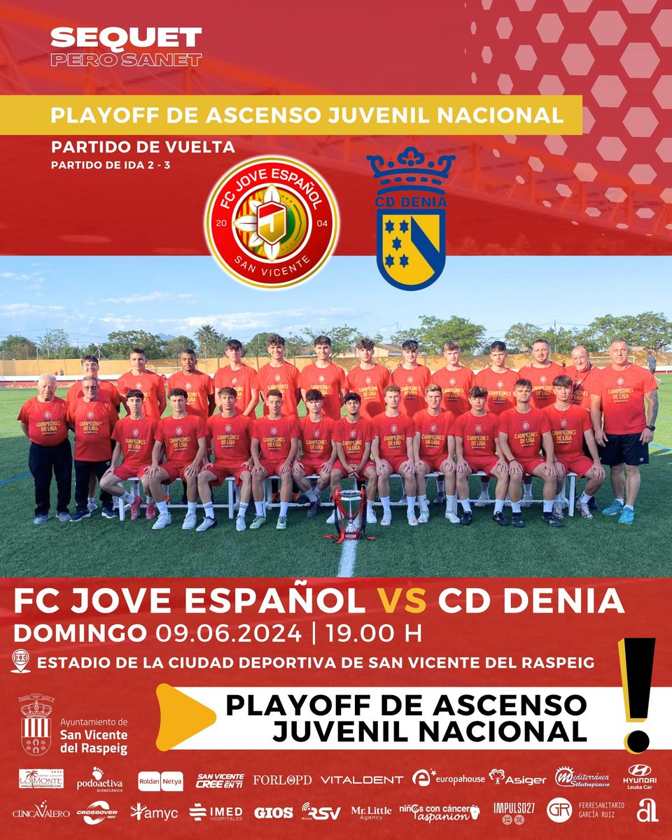 jovesanvicente's tweet photo. 🔥 𝗣𝗹𝗮𝘆-𝗼𝗳𝗳 𝗮𝘀𝗰𝗲𝗻𝘀𝗼 a NACIONAL 🔥
El ganador asciende a juvenil Nacional‼️😱
⚽️ Final - vuelta (Ida 2-3)
📅 Domingo, 9 de junio
🆚️ Denia
🏟 Ciudad Deportiva San Vicente
🕣 19:00 h
🎟️ Gratis
#VAMOSJOVE
#COMPETIDORESNATOS https://t.co/x1N2dTruDn