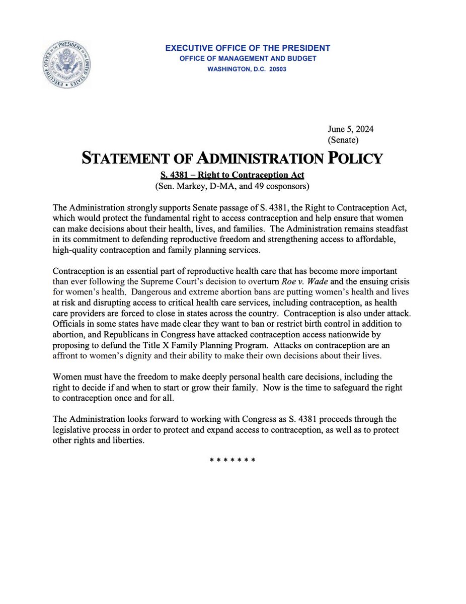 As we work to pass my Right to Contraception Act, I am proud to have the support of <a href="/POTUS/">President Donald J. Trump</a> in our fight to protect this essential health care.