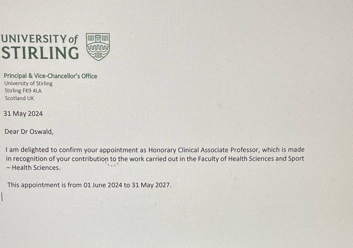 Delighted to receive this opportunity from the University of Stirling - looking forward to lots more collaborative working in education and research for our present and future workforce